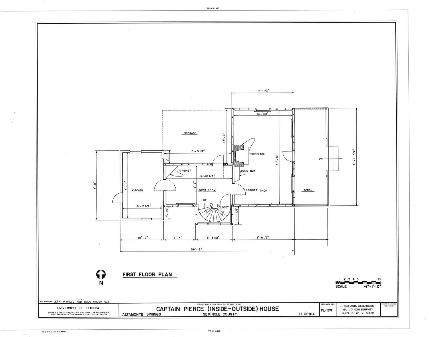 Captain Pierce House, Boston Avenue, Altamonte Springs, Seminole County, Florida HABS FLA,59-ALTSP,1- (sheet 2 of 7)